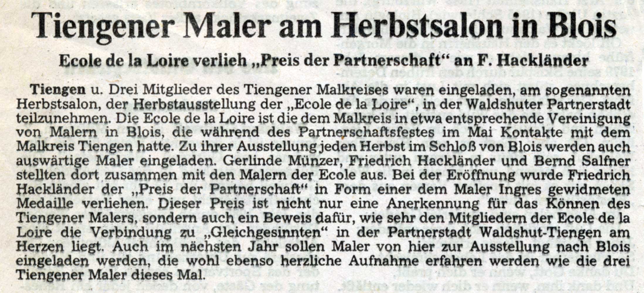 Aus einer regionalen Tageszeitung vom 31. Dezember 1979