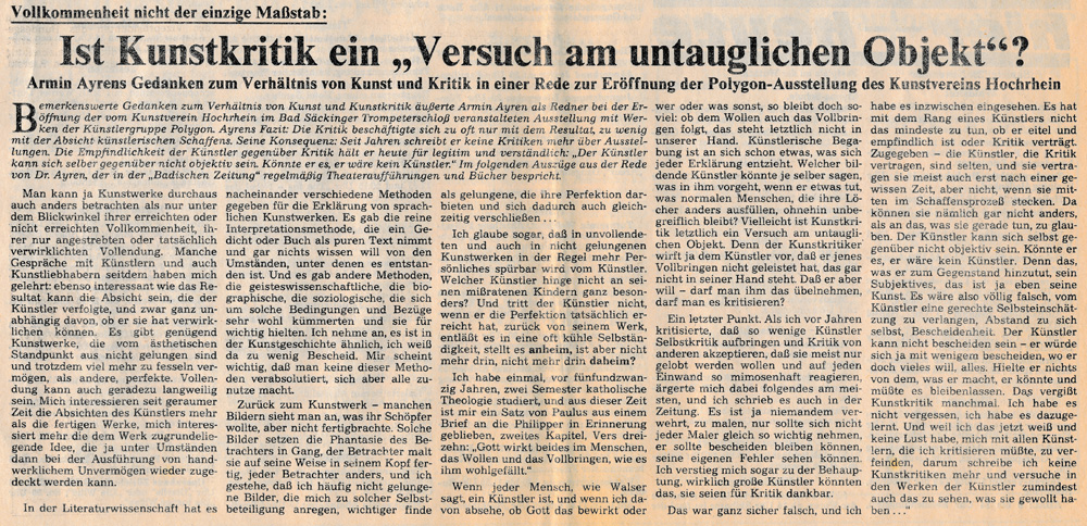 Badische Zeitung vom 29./30. November 1980