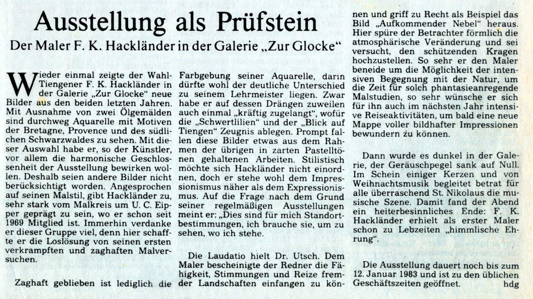 Badische Zeitung vom 14. Dezember 1982