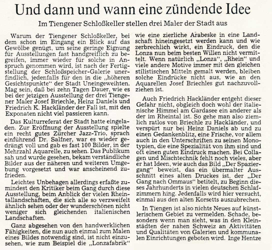 Aus einer regionalen Tageszeitung vom 16. Januar 1985