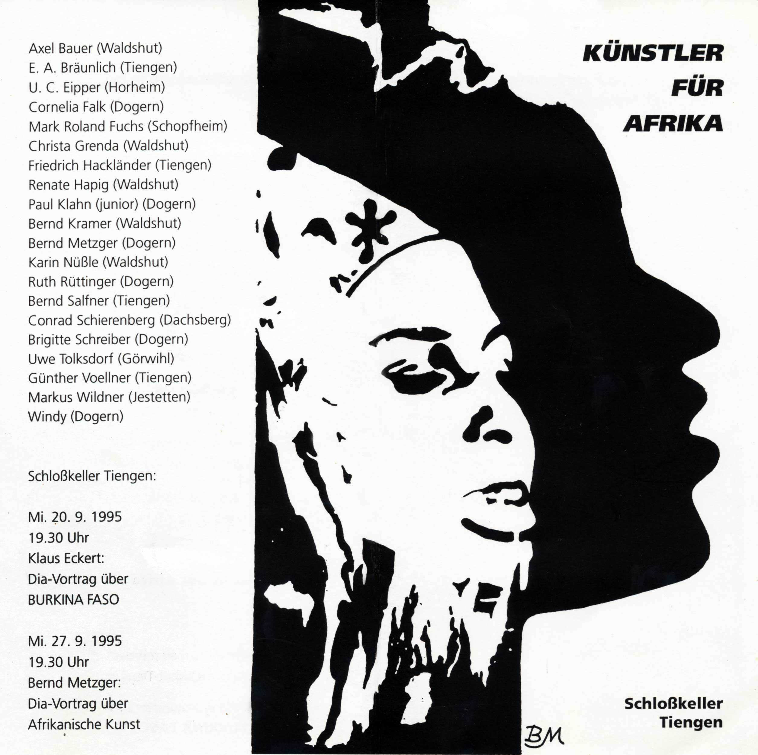 Flyer zur Ausstellung 'Künstler für Afrika'
