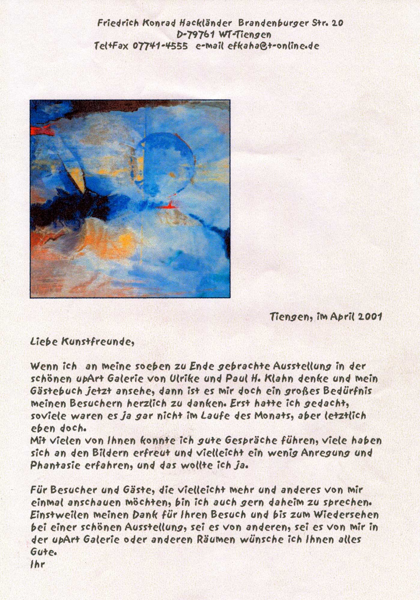 Dank an die Besucher der Ausstellung zu den Planetenbildern vom April 2001