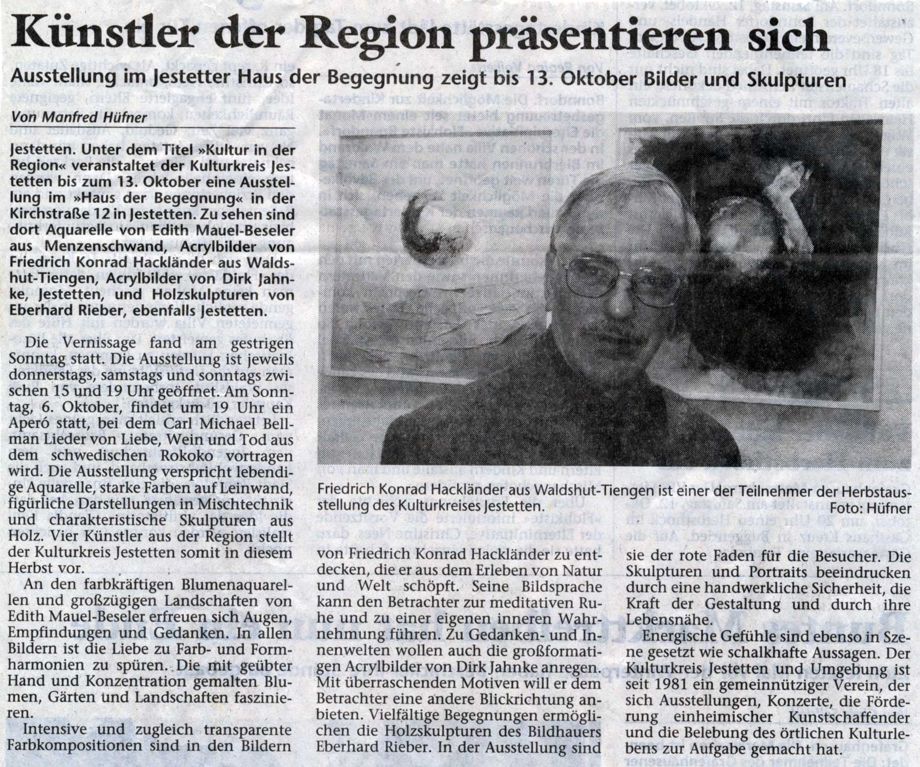 Aus einer regionalen Tageszeitung vom 30. September 2002