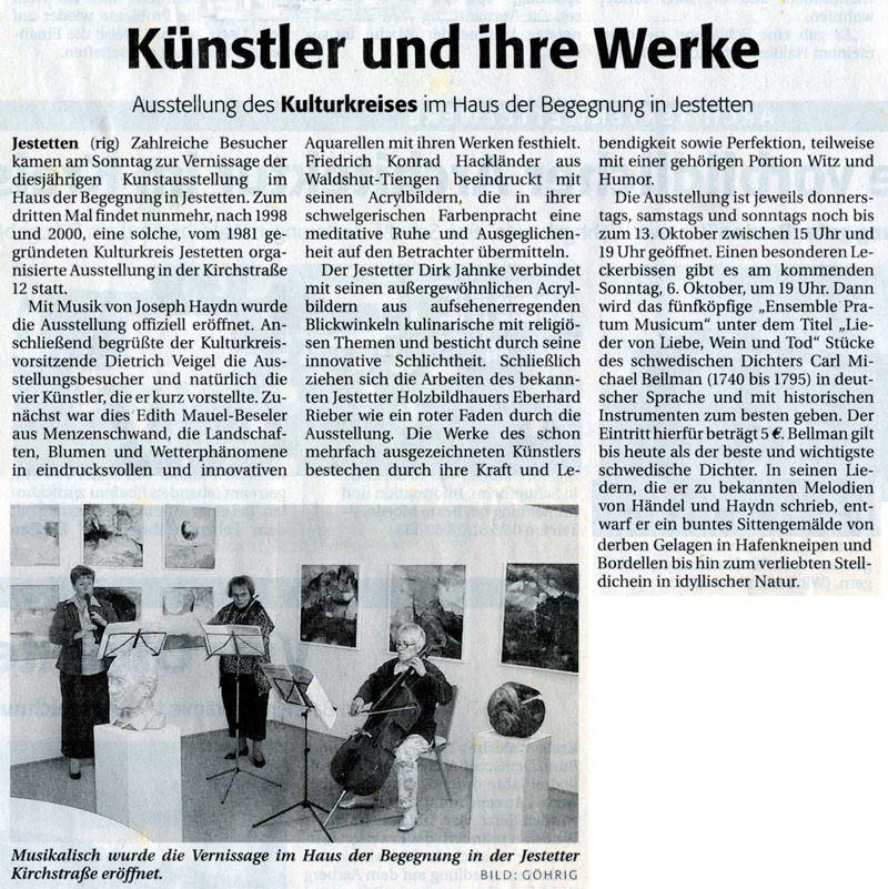 Aus einer regionalen Tageszeitung vom 2. Oktober 2002