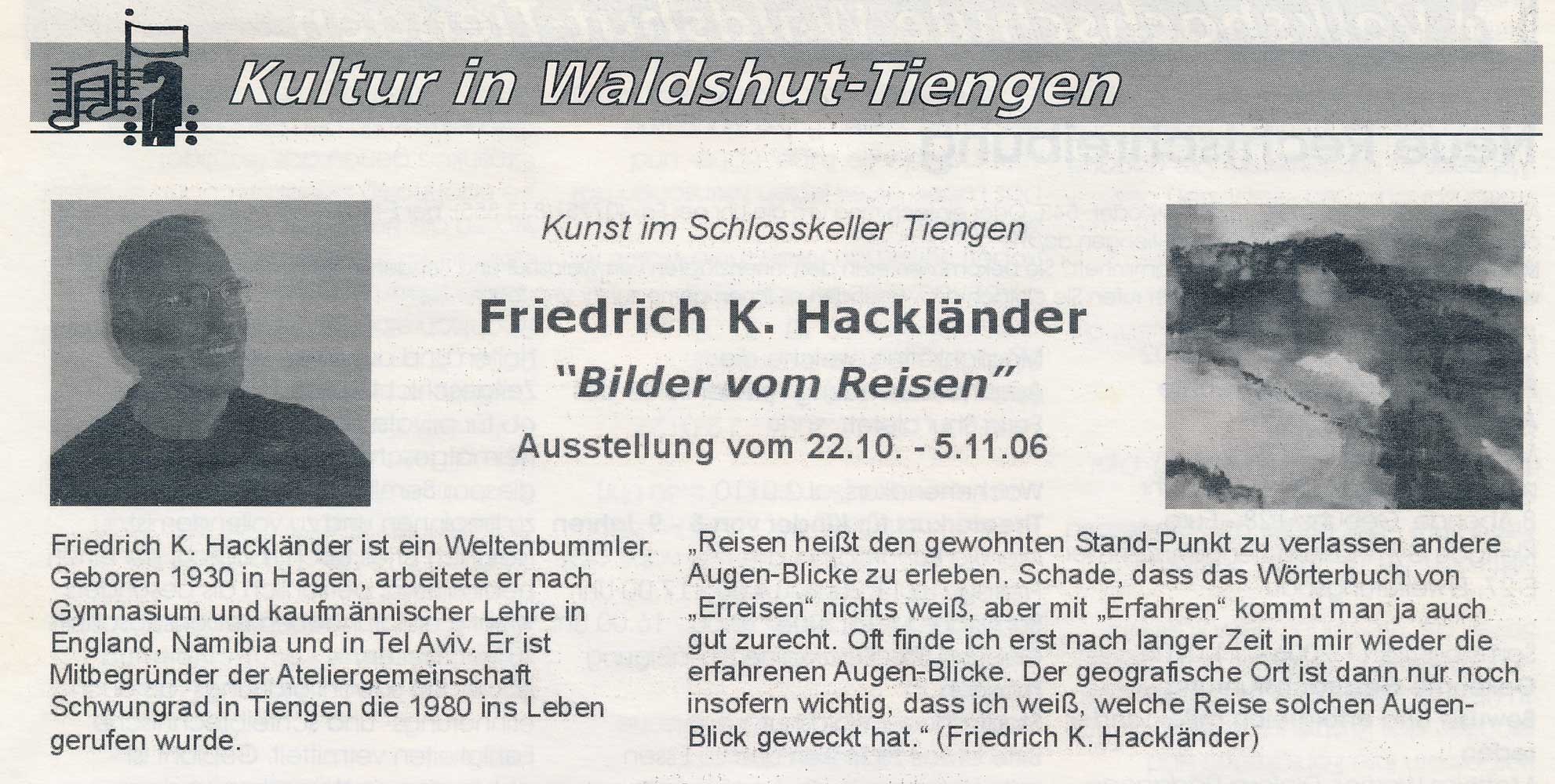 'Kultur in Waldshut-Tiengen' vom 26. Oktober 2006