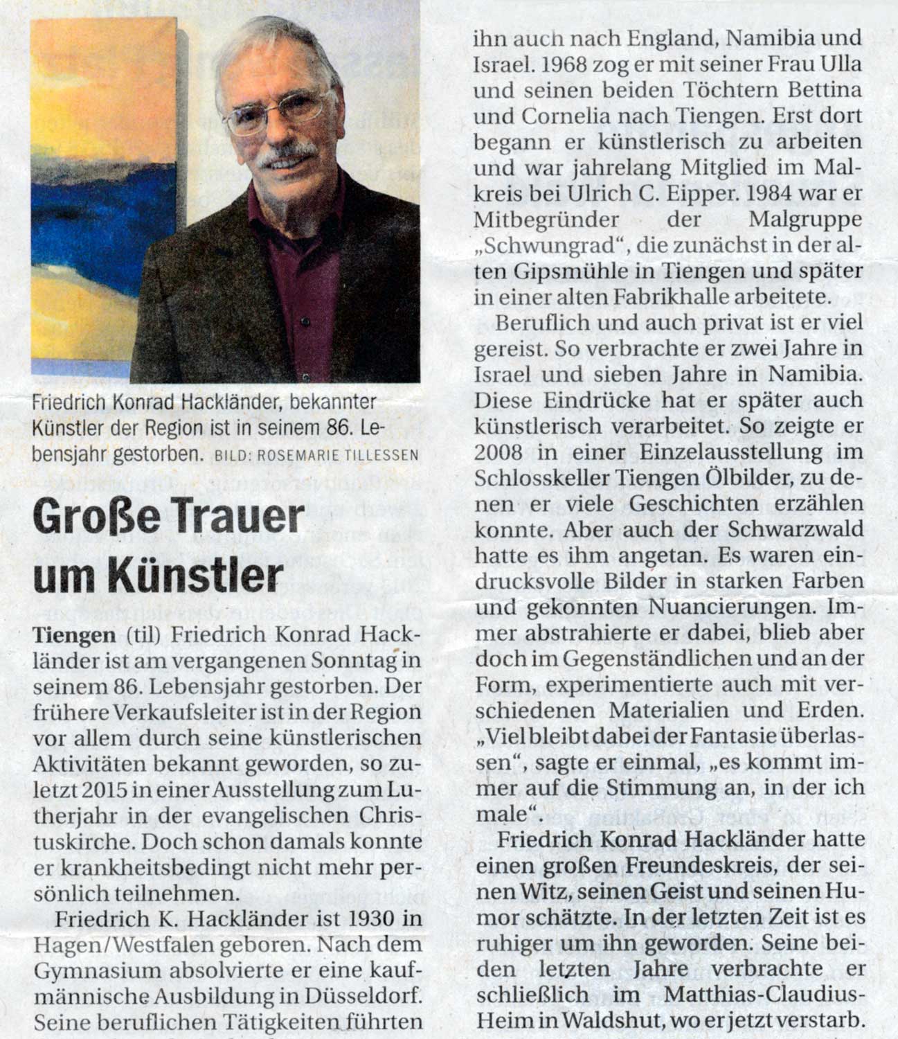 Aus einer lokalen Tageszeitung vom 16. Februar 2016